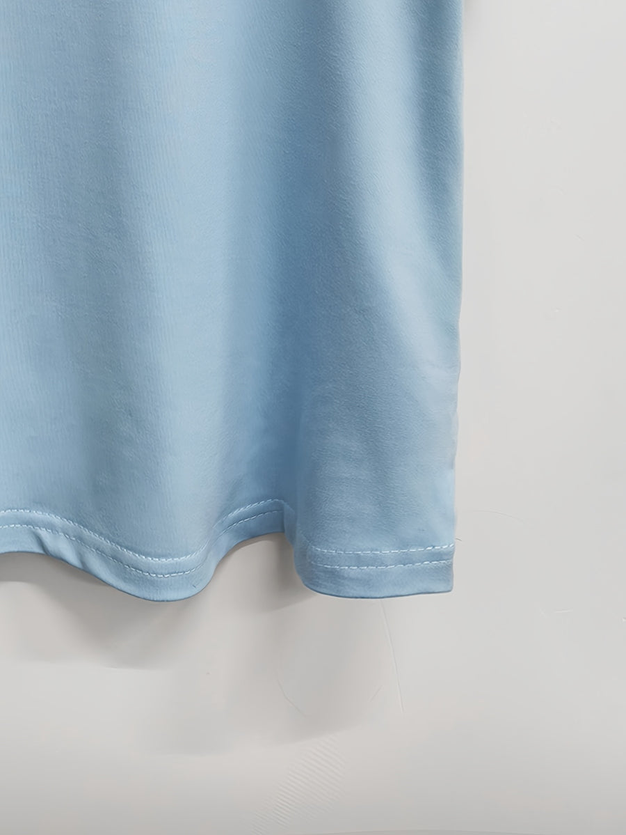 Vintage Y Style Simple Spider Pattern, Streetwear Y Casual Outfit, Latest Spring/summer Short-sleeve Women's T-shirt, Single Piece - Light Blue 1