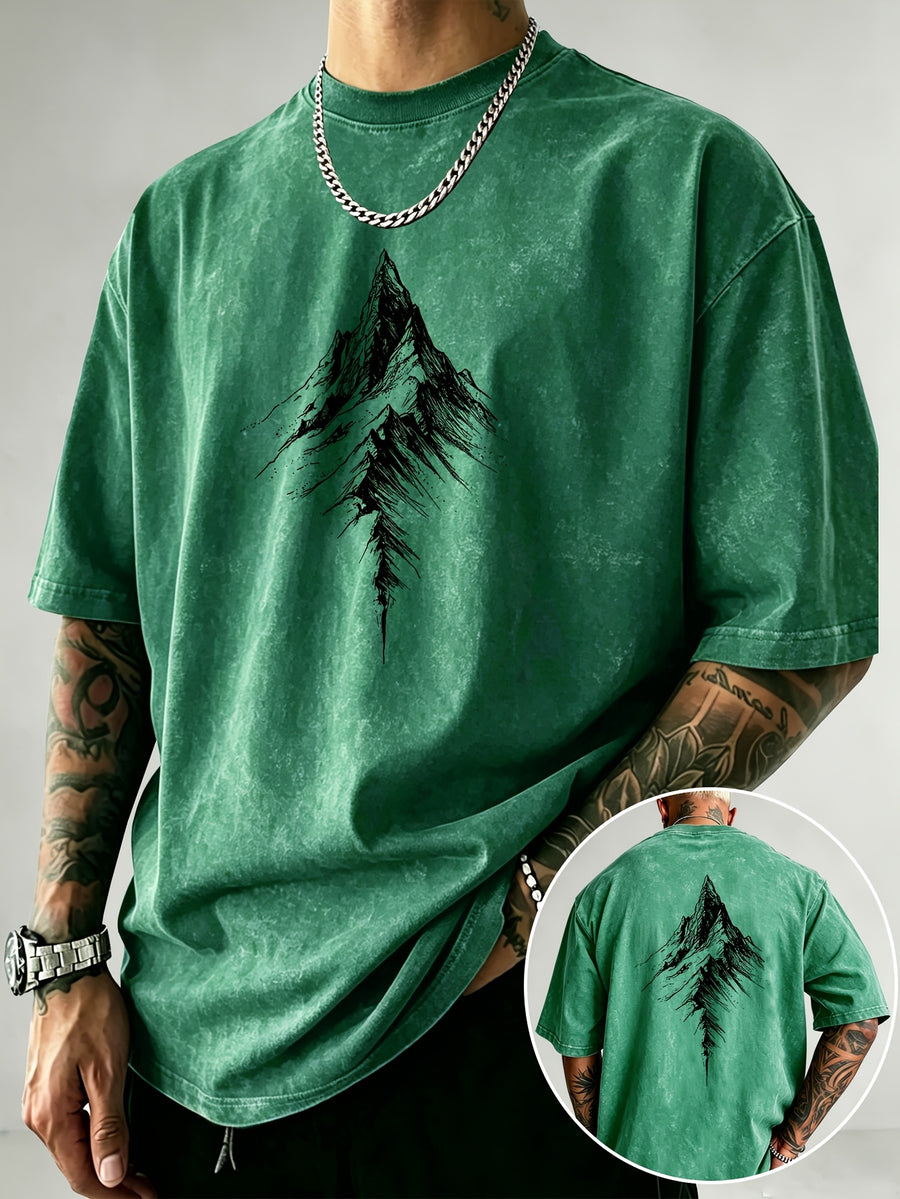 Men'S Heavyweight Distressed T-Shirt Washed Acid Wash Graphic Tee Vintage Aesthetic Streetwear Pure Breathable Comfort High Street Style Minimalist Casual Gym Workout Short Sleeve Essential Undershirt 2026 Summer New - Green
