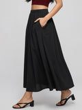 Summer Solid Color Women's Casual Sports Short Skirt, Simple Basic Style Skirt - Black