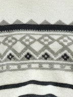 SENMEIGUO New Men's Semi High Neck Knitted Sweater with Fashionable Patterns for Autumn and Winter, Warm and Casual Base Top - White