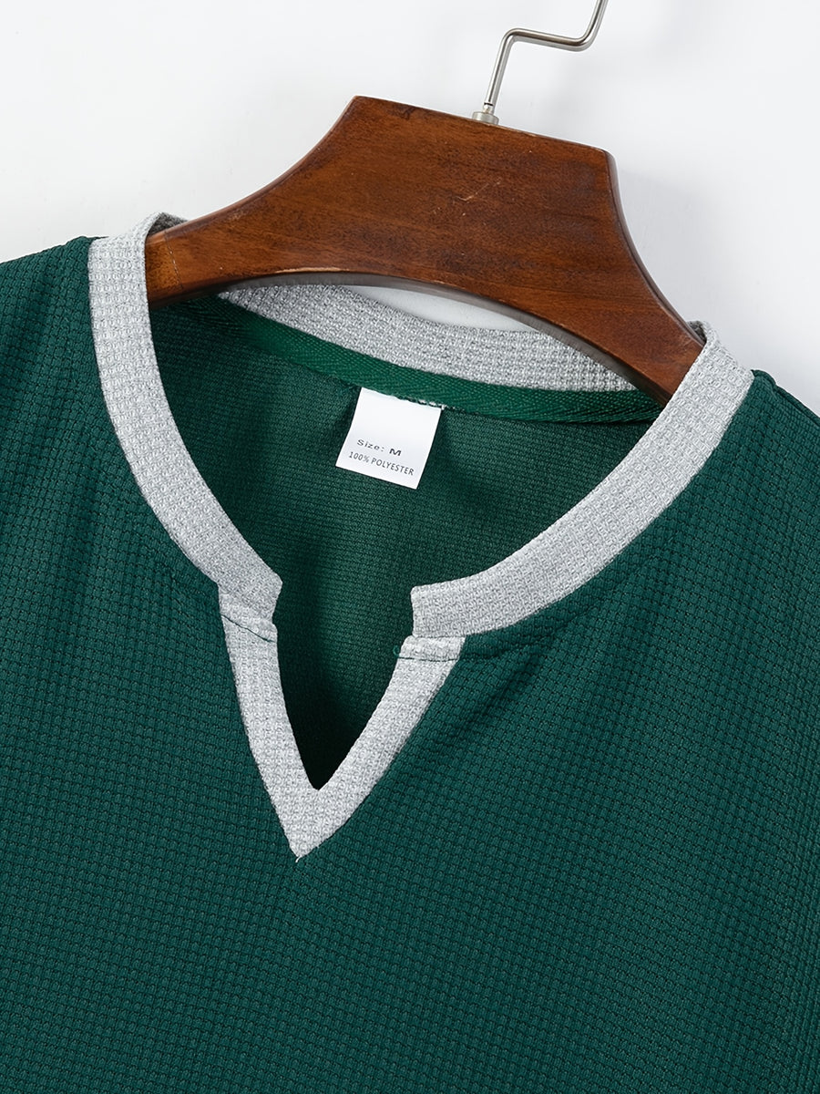 Business Elegant Solid Color V-Neck - Green