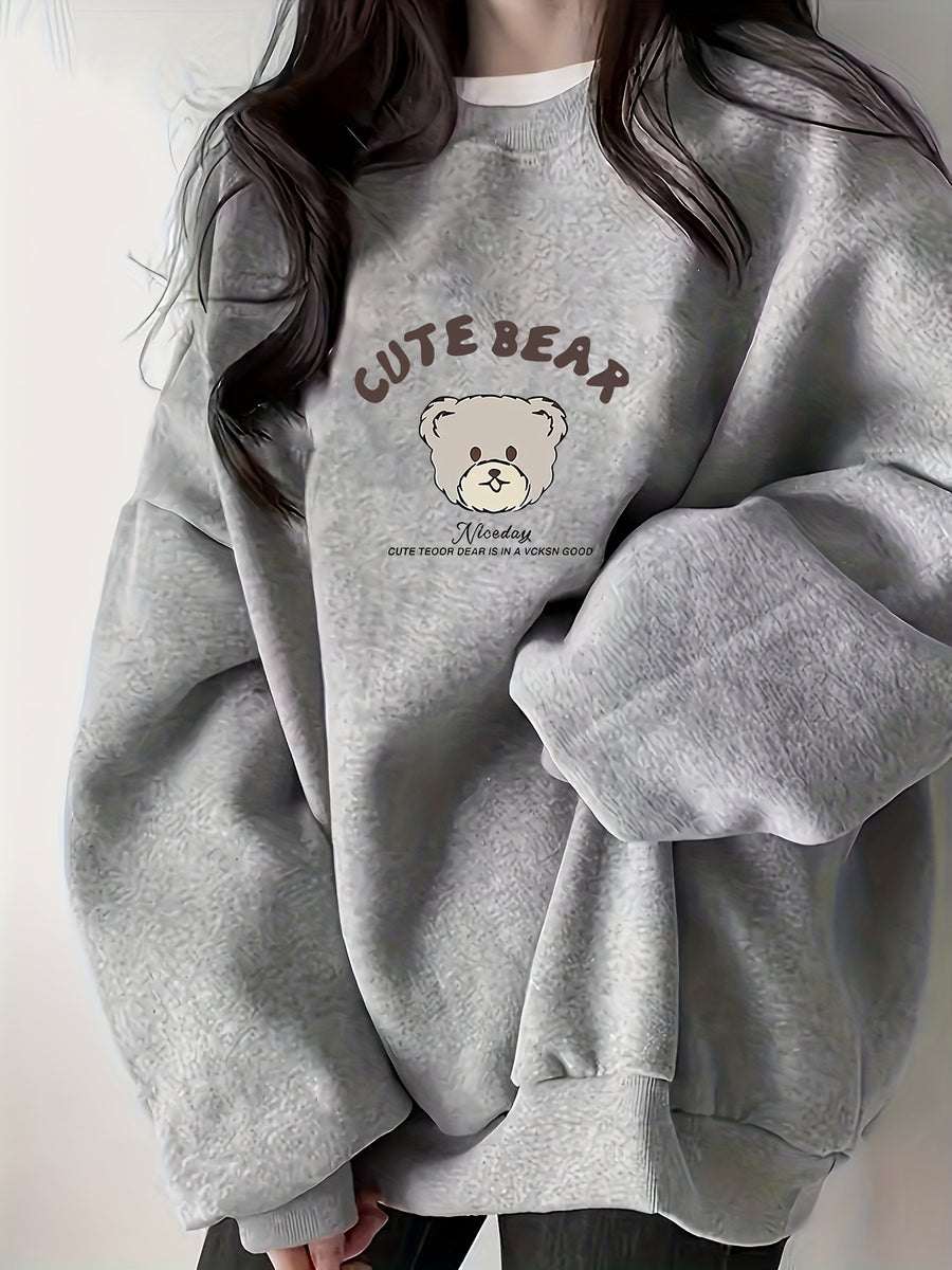 Classic Trendy Pullover Sweatshirt for Women, Autumn And Winter Style, Round Neck, Long Sleeves, Niche Design - 1.5 Gray