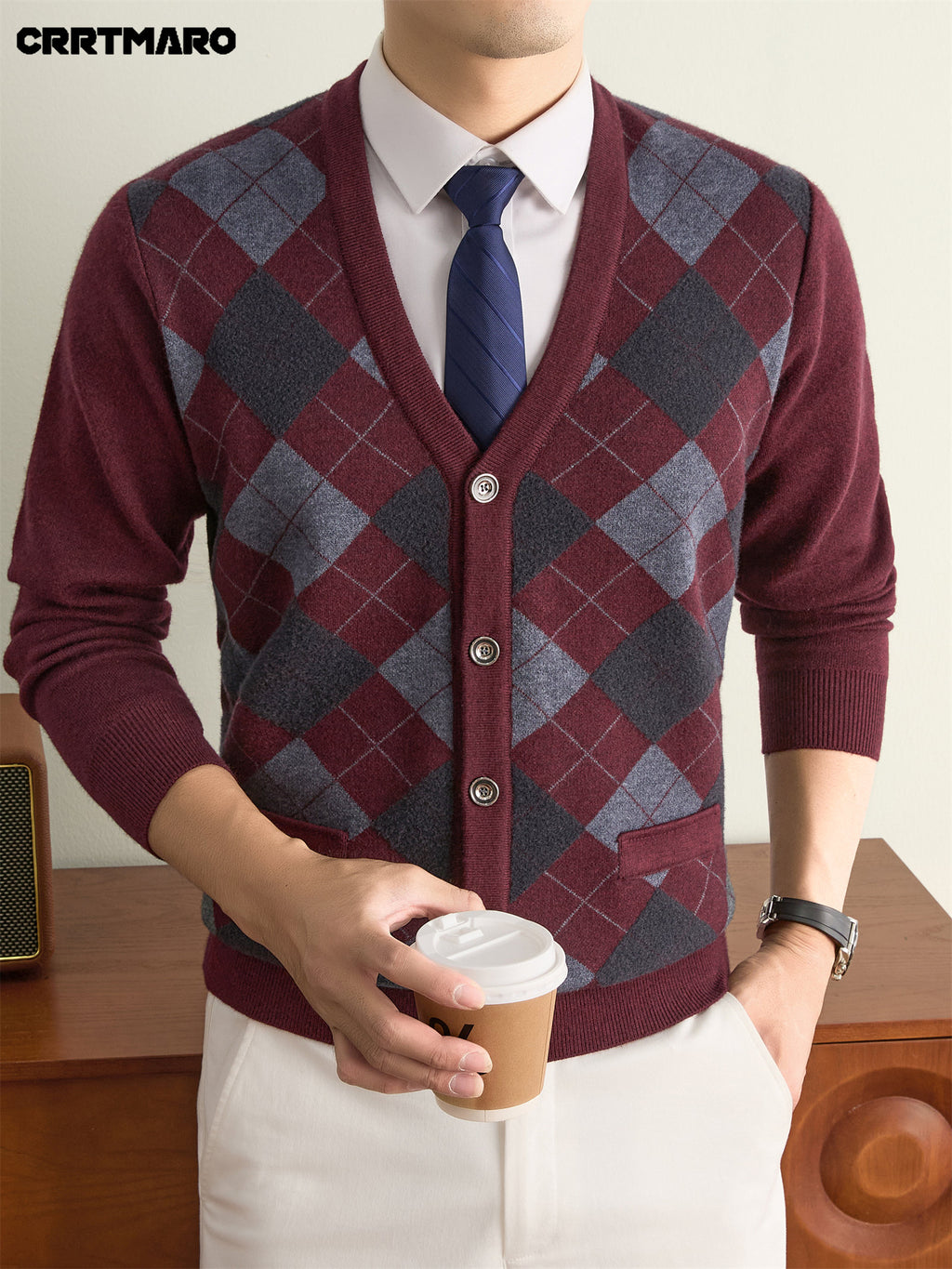 Men'S Pullover Sweater, Warm Casual Layering Top for Fall And Winter - Burgundy