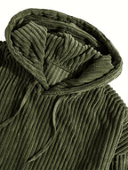 Men'S Hooded Sweatshirt - Loose Fit Pullover Hoodie, Long Sleeve Casual Sweater for Everyday & Formal Wear, Classic Hooded Sweatshirt for Men, Comfortable Clothing, Textured Fabric, Relaxed Fit Clothing - Olive Green
