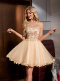 Retro Golden Noble Elegant Mesh Stitching Embroidery Dress Court Style Evening Banquet Wedding Dress Women 2025 - Golden