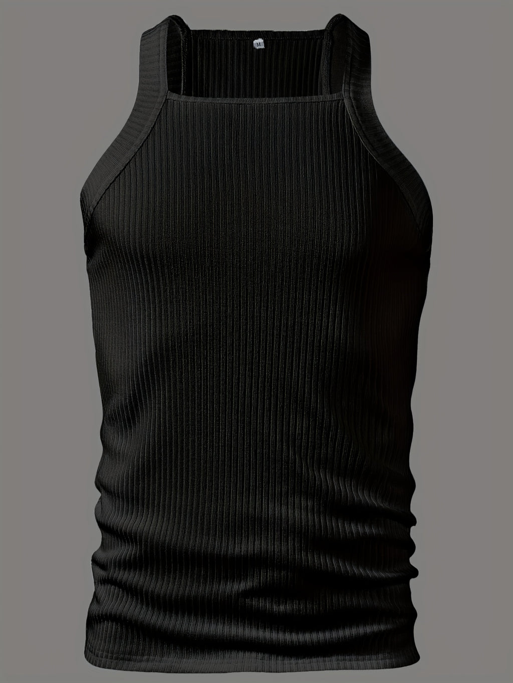ROYALBOY Men's Slim Fit Tank Top with Thick Shoulder Straps - Sleeveless Athletic Shirt Suitable for Gym, Parties, Commuting, Solid Color Non- Back Strap Design, Machine Washable Spring/Autumn Wear for Daily Wear & Gatherings - Black