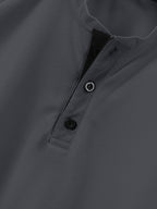 Men'S Fashion Men'S Tops Spring Summer Outdoor Casual Waffle Short Sleeve Men'S Henley Shirt - Dark Gray