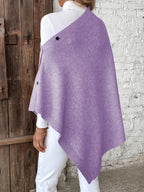 A Versatile Cape That Can Be Styled in Various Ways Throughout The Year, Featuring an Elegant Design, Solid Colors, Buttons, And Suitable for Air-Conditioned Environments - Deep Purple