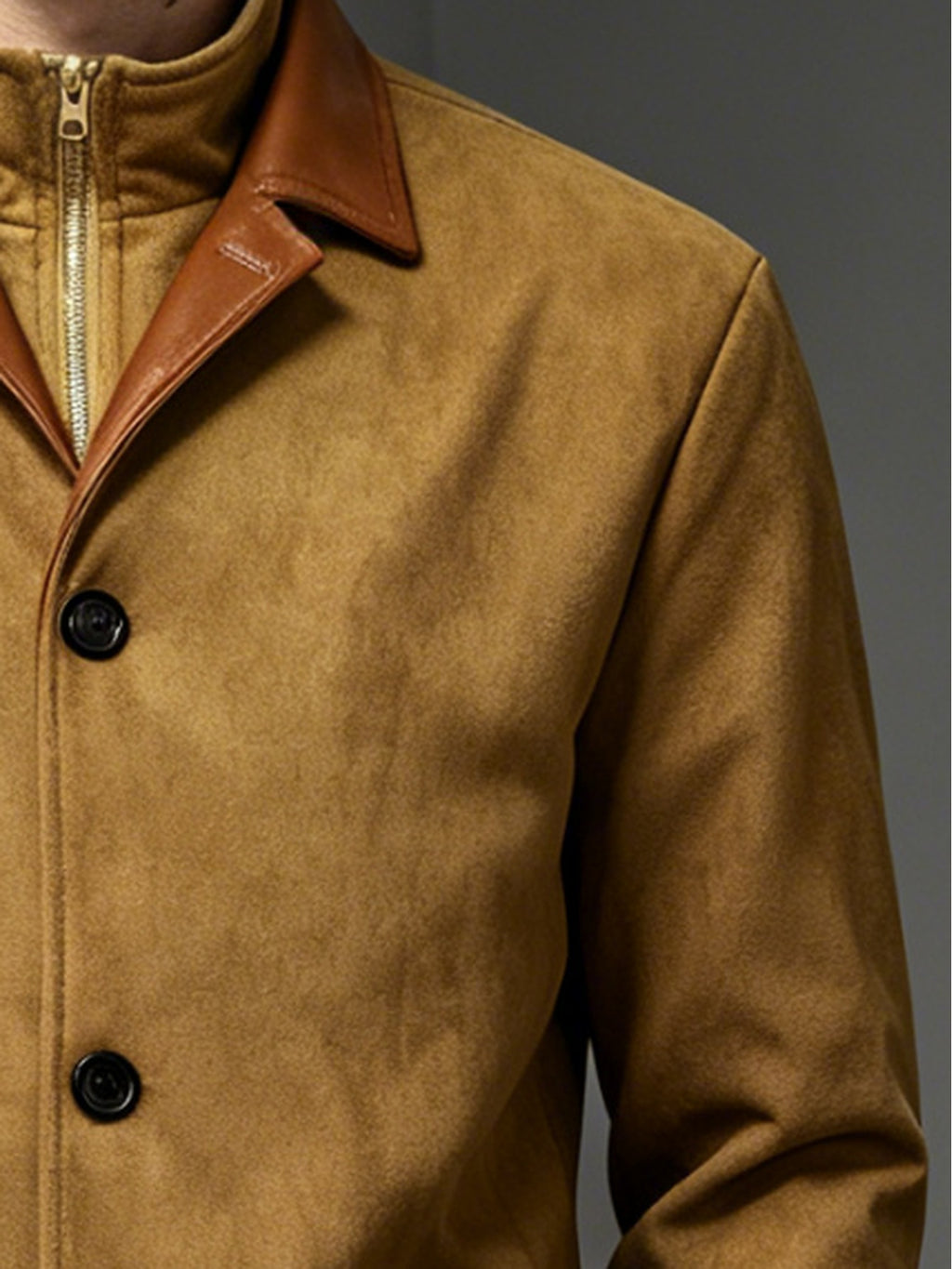 Men'S Retro Color-Block Lapel Jacket, Contrast Trim 3-Button Double Pocket Coat, Business Casual All-Season Outerwear (Free Gloves) P - Coffee Color