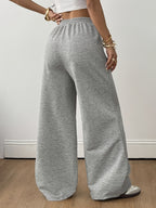 Y2K Trendy Fashion Casual Long Loose Wide-Leg Pants - Light Grey