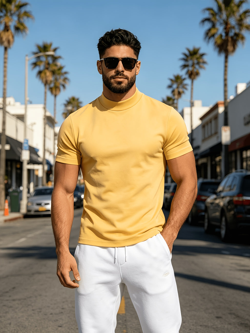 3pcs Fashionable Men's Cotton Sport Tops, Summer/Spring-Summer New Arrival, Skin-Friendly, Small Stand-Up Collar, Short Sleeve, Slim Fit, Casual, Men's Trendy, Versatile, and Simple Style - Mixed Color 3