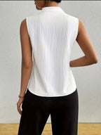 Women's Striped V-Neck Sleeveless Pullover Fashion Vest Blue Shirt for Summer - White