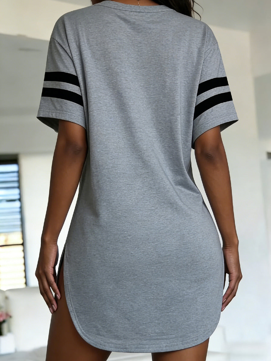 Summer New European and American Style Women S Print Loose Fit Casual Short Sleeve T Shirt Top - Grey