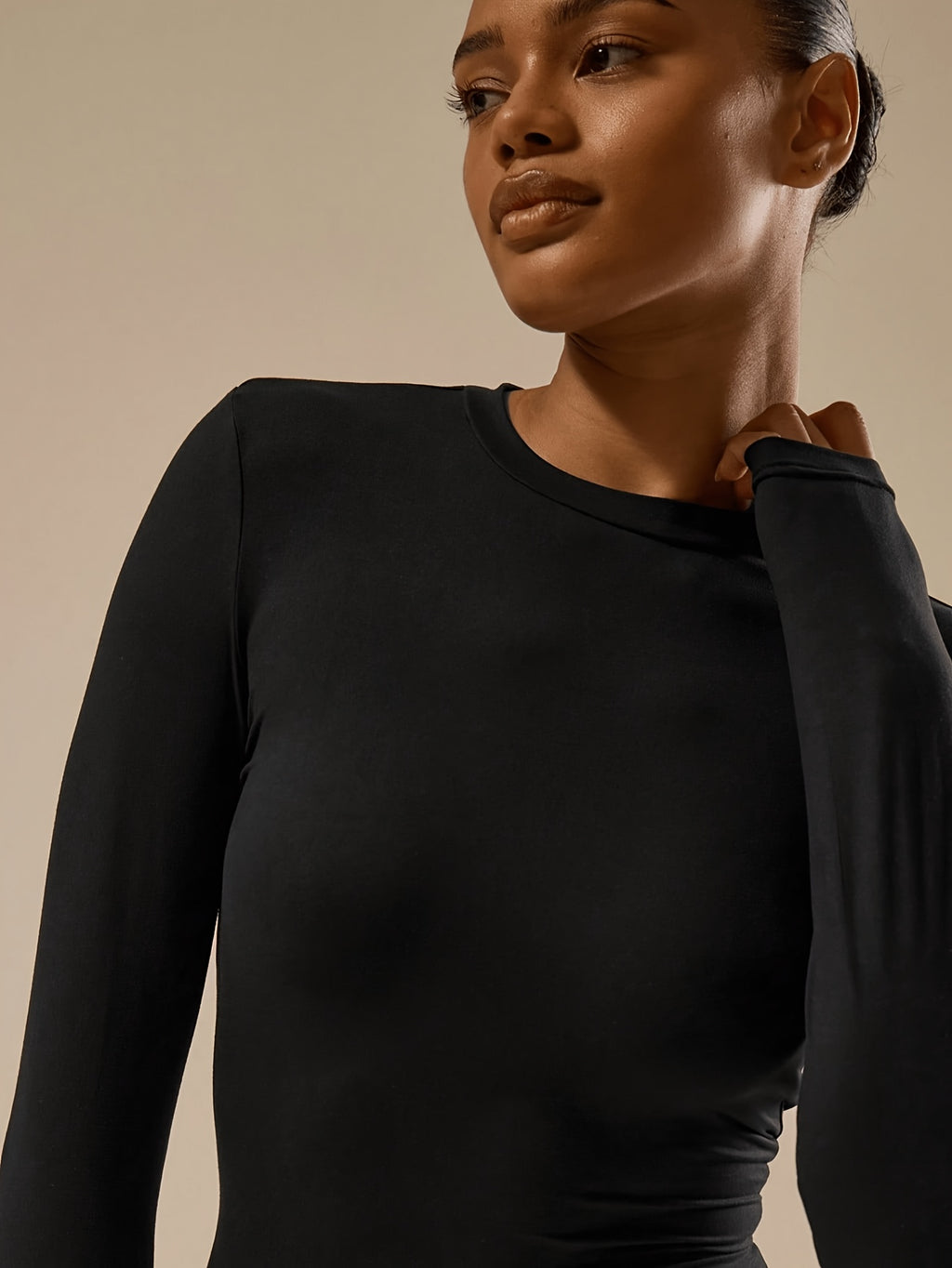 Suitable for Long Sleeve Soft Texture Mini Short Uniform, Classic Basic - Black