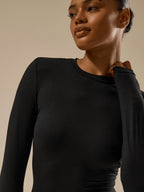 Suitable for Long Sleeve Soft Texture Mini Short Uniform, Classic Basic - Black