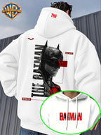 Warner Men'S Autumn Winter Hoodie, Batman Theme Print Trendy Sweatshirt, Gotham City Series Athletic Preppy Design, Unisex Street Fashion Item for Casual Wear And Leisure Travel, Popular Element Enhancement - White
