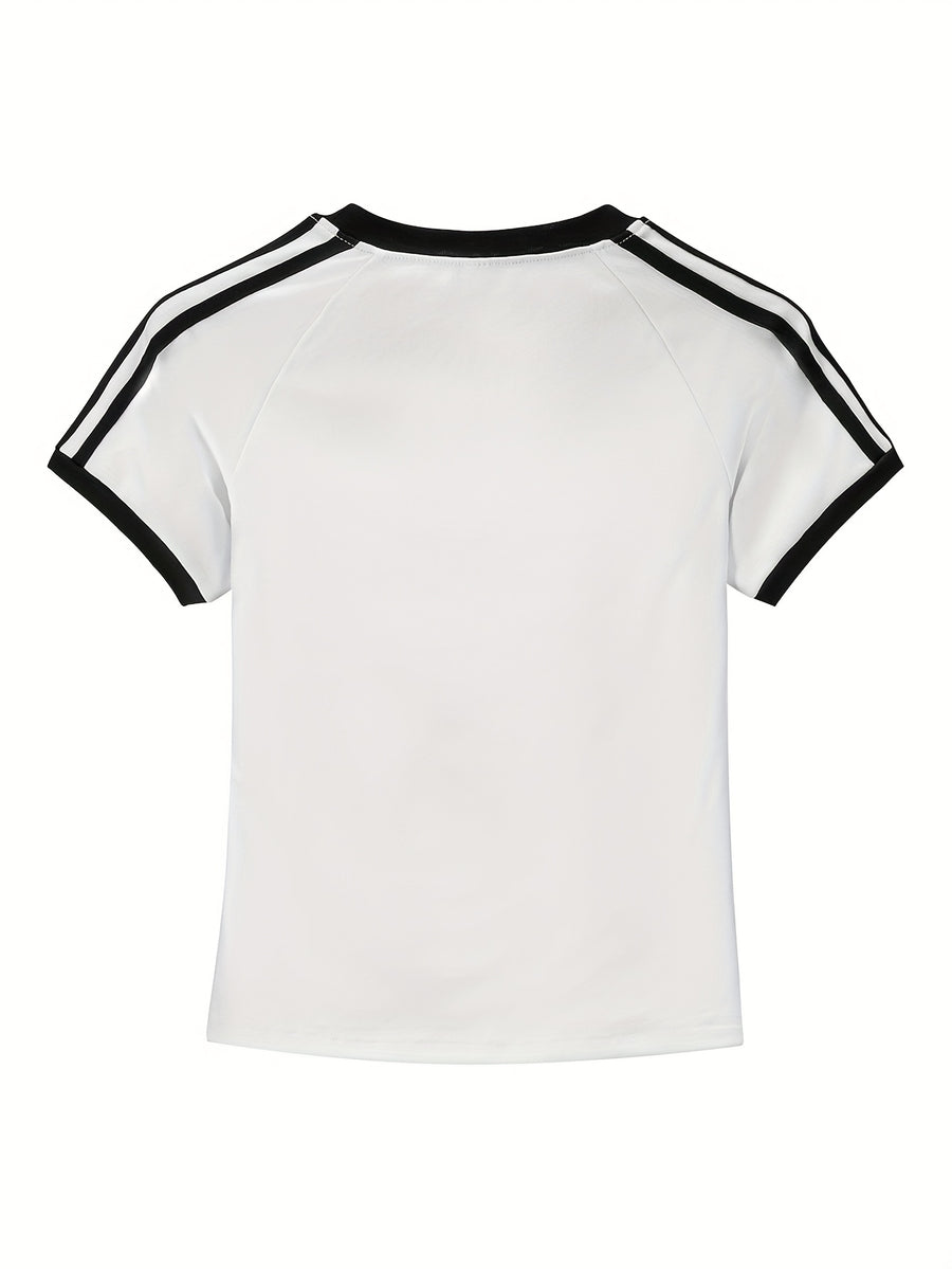 Women'S Y2K-Inspired California Graphic Tee - Short Sleeve, Slim Fit, White with Blue & Black Print, Casual Summer Top for Casual Attire, Casual Summer Wear | Y2K Fashion | Nontransparent Material - White