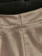 Women'S Fashion Commuter Satin Irregular Lace Bow Zipper Wide-Leg Long Pants - Dark Khaki