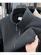 Winter New Men'S Long Zipper Fashion Versatile, Fleece Fabric Comfortable And Soft - Dark Gray