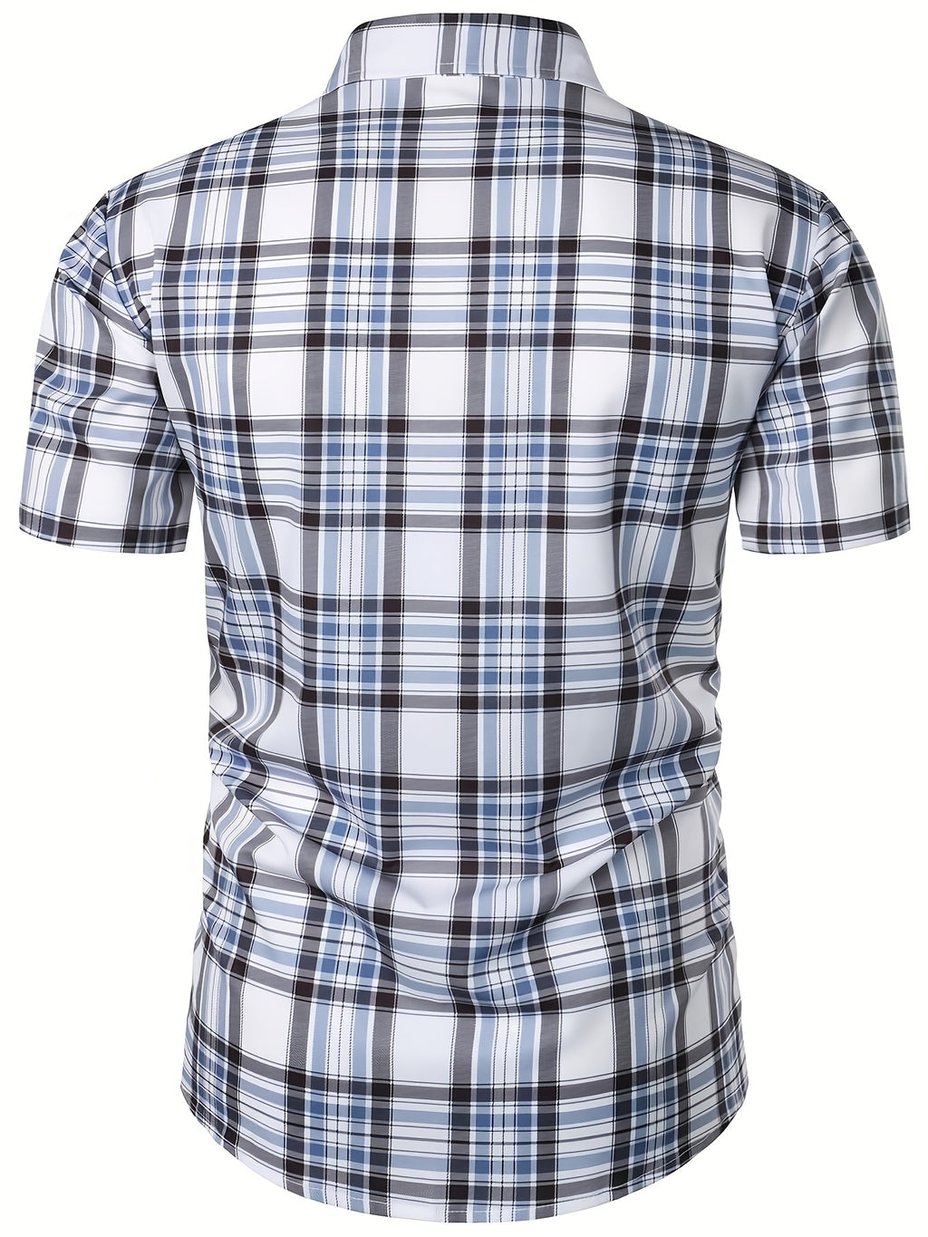 Men's Hawaiian Casual Vacation Plaid Button-Up Short Sleeve Shirt - Multicolor