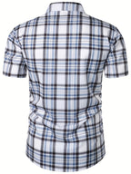 Men's Hawaiian Casual Vacation Plaid Button-Up Short Sleeve Shirt - Multicolor