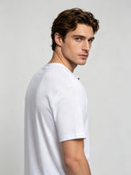 Short Sleeve T-Shirt Henley Collar Half-Open Round Neck Summer New Round Neck Solid Color Men'S Thin Top Athletic Short Sleeve Men'S Loose Plus Size Fitness Slim T-Shirt Henley Button-Up Collar Base Layer Training Trendy - White