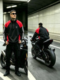 Men'S Black Red Shoulder Patchwork Half-Zip Stand Collar Long Sleeve Sweatshirt, Fashionable Print, American Retro Sporty Stand Collar Sweatshirt, Current Hot Basketball Outfit, Campus Back-To-School, Fitness Running, Street Trendy Top - Black and Red Contrast Color