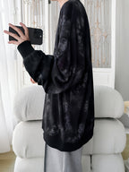 [Villa Le Water OBM] Men'S Korean Style Trendy Cool Round Neck Sweatshirt, Breathable And Skin-Friendly, Spring/Autumn Campus Outing Pullover - Black