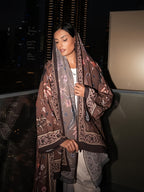 2pcs Set (Khimar And Abaya) Printed Muslim Prayer Outfit, Printed Long Cardigan Abaya And Matching Printed Headscarf Hijabs, Casual Outing Essential Fashion Item Prayer Jilbab, Women'S Abaya Robe - Coffee Brown