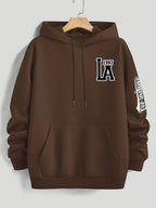 American Vintage Los Angeles  Style Hoodie, High Street Fashion LOS ANGELES Trendy Sweatshirt for Men - Coffee Color