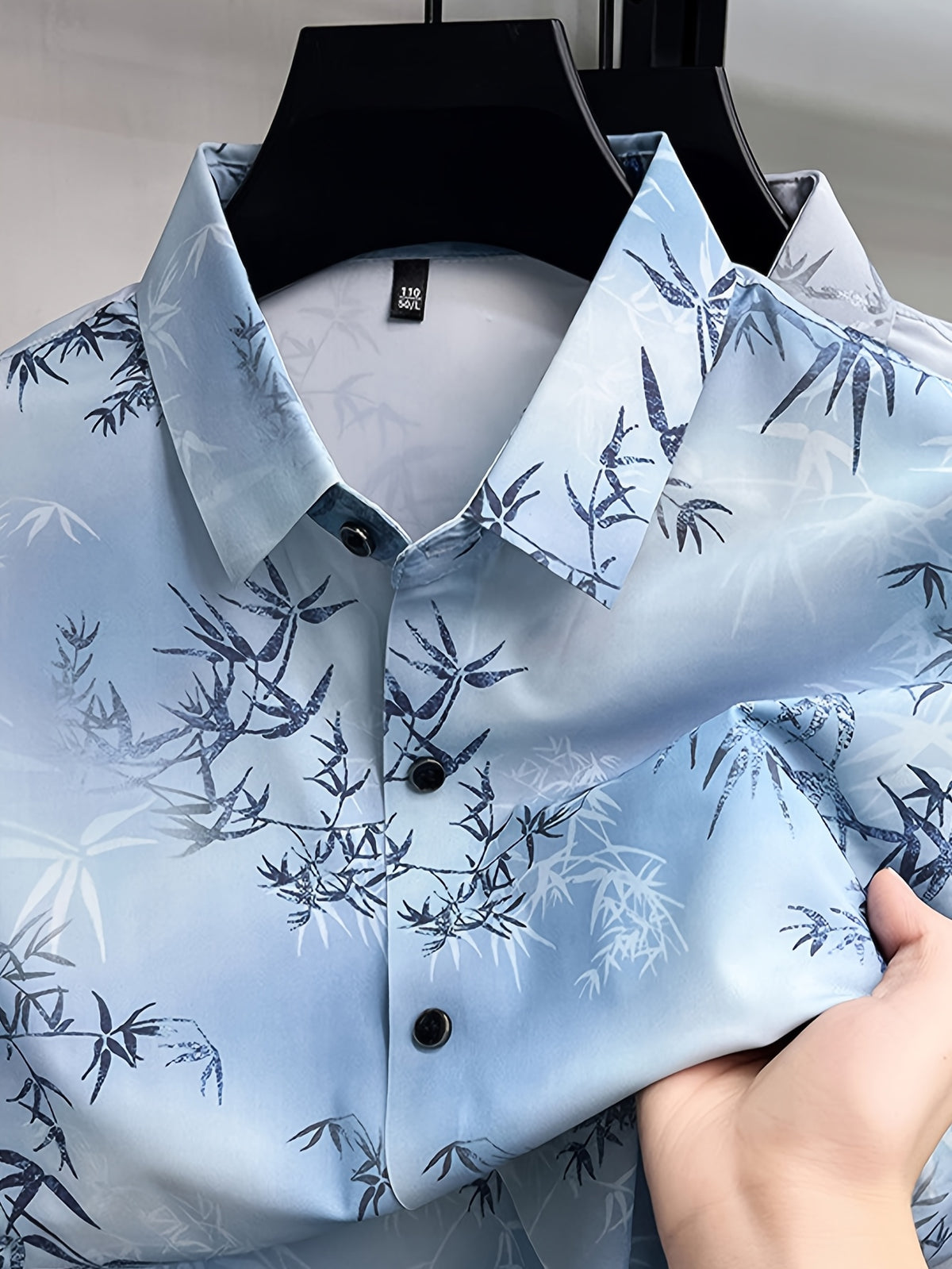 Men's Summer Short-Sleeve Shirt, Bamboo Rayon Print Design, Fashionable and Trendy, Versatile and Comfortable, Straight Hem Design, Flattering on All Body Types, More Comfortable for Daily Wear - SINBOS - Blue
