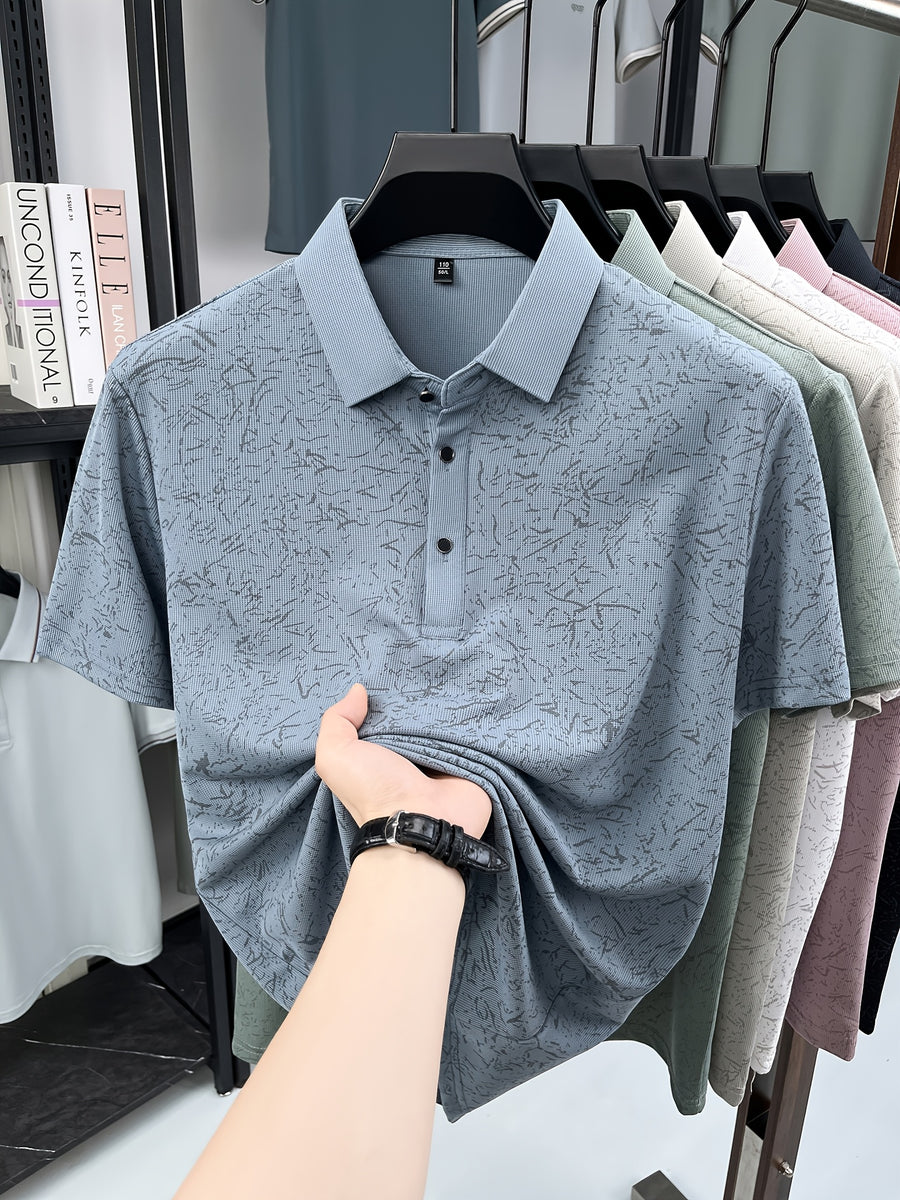 Men'S Summer Polo Shirt, Short Sleeve Button-Up Golf T-Shirt, Soft Comfortable Breathable Slim Fit Business Casual Daily Top, Men'S Short Sleeve Sweatshirt, Commute Versatile Men'S Gift - Sky Blue