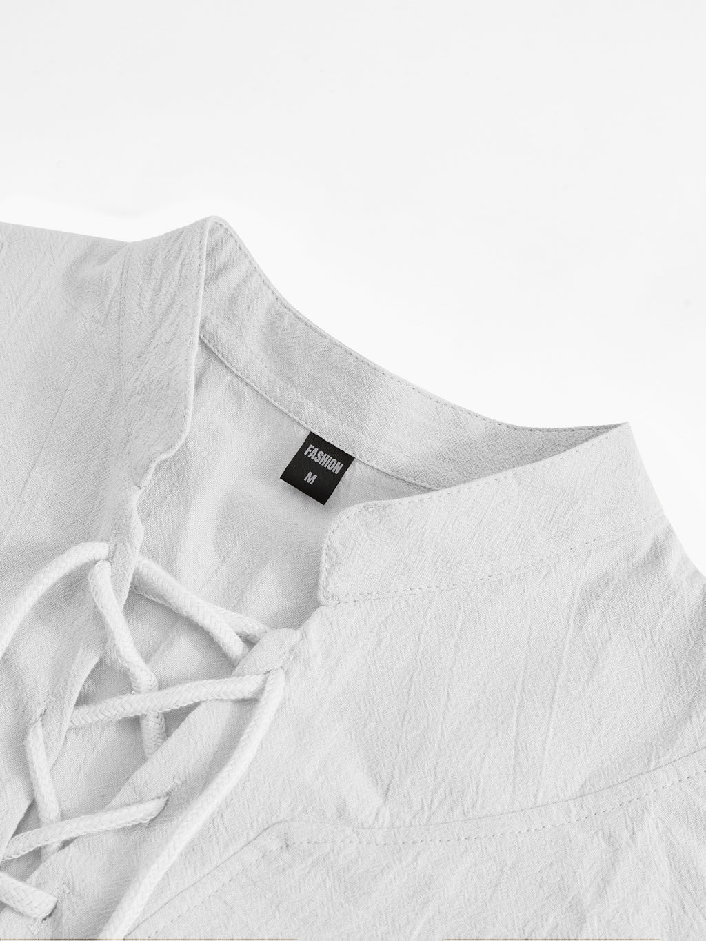 Men's Retro Linen Henley Shirt - Adjustable -Neck Collar & Drawstring Neckline, Lightweight Breathable Suitable for Beach Vacations, Resort Travel, Outdoor Leisure, Casual Pullover Top with Hem, Machine Washable Loose Fit - White