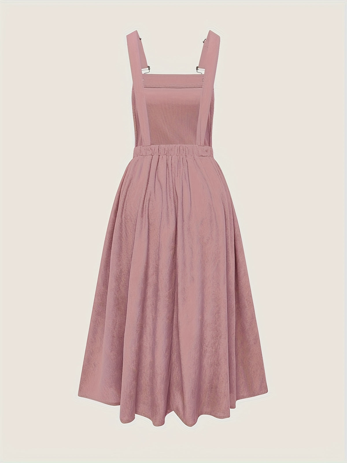 Solid Color Corduroy Suspender Skirt - Pink
