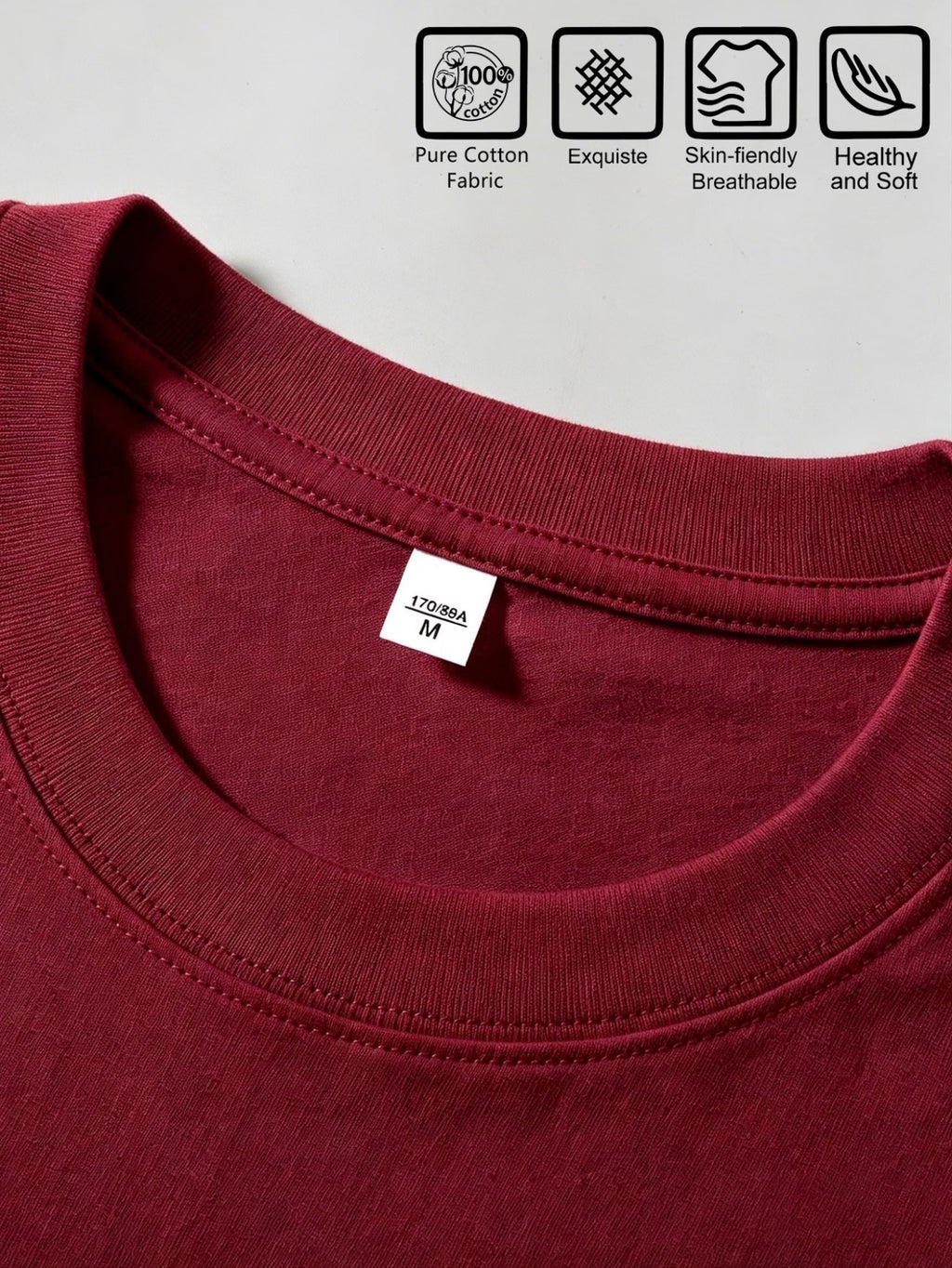 100% Pure Cotton Crew Neck Short Sleeve T-Shirt, Unisex. Features a Dazzling Tiger Head Graffiti Graphic with Double-sided Front and Back Prints, Vibrant Color-blocking, and Trendy Lettering. Breathable and Non-sticky on the Back - Burgundy