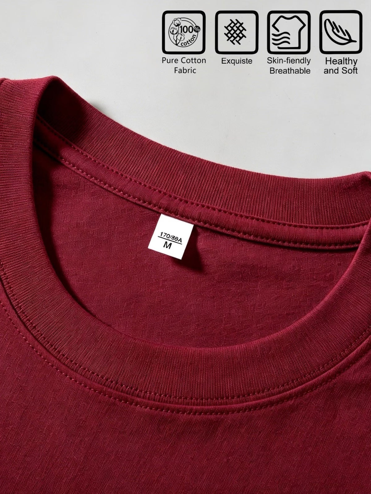 100% Pure Cotton Crew Neck Short Sleeve T-Shirt, Unisex. Features a Dazzling Tiger Head Graffiti Graphic with Double-sided Front and Back Prints, Vibrant Color-blocking, and Trendy Lettering. Breathable and Non-sticky on the Back - Burgundy