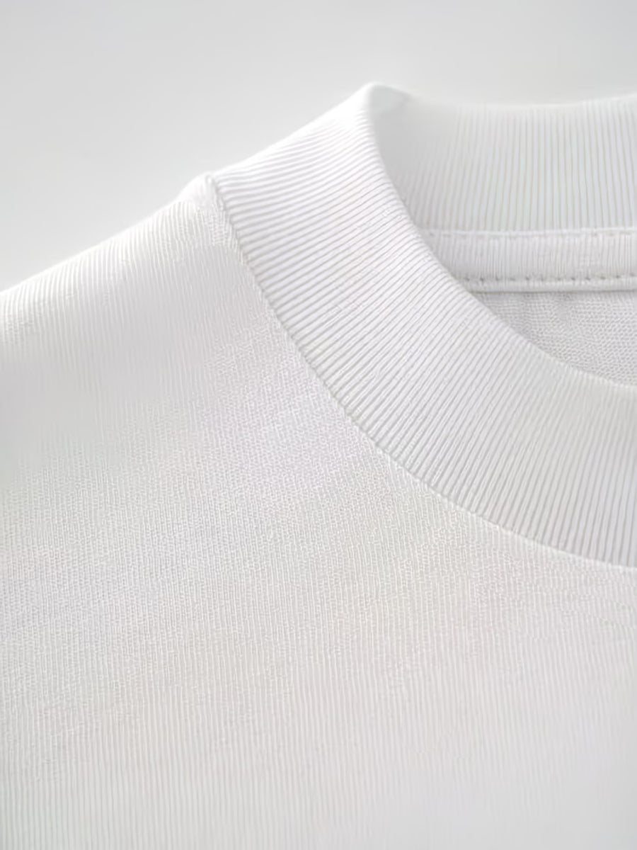Women'S Fashion Casual Round Neck Long Sleeve T-Shirt, 100% with Lettered Stripe Pattern, Stylish Easy Comfortable Loose Fit - White