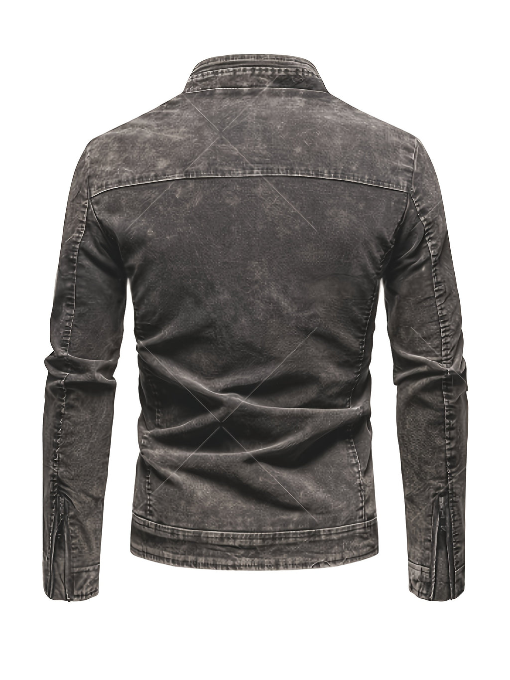 2026 New Washed Tie-Dye Denim Jacket for Men, Korean Style, Fashionable, Spring And Autumn Season, Chest Zipper Decoration, Versatile, Motorcycle Style, Cool And Casual Denim Clothing - Grey