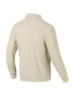 [Pearson OBM] Spring/Autumn New Men'S Solid Color Lapel Waffle Outdoor Sports Comfortable Breathable Men'S Jacket Long Sleeve Button-Up Jacket (Random Print) - Khaki