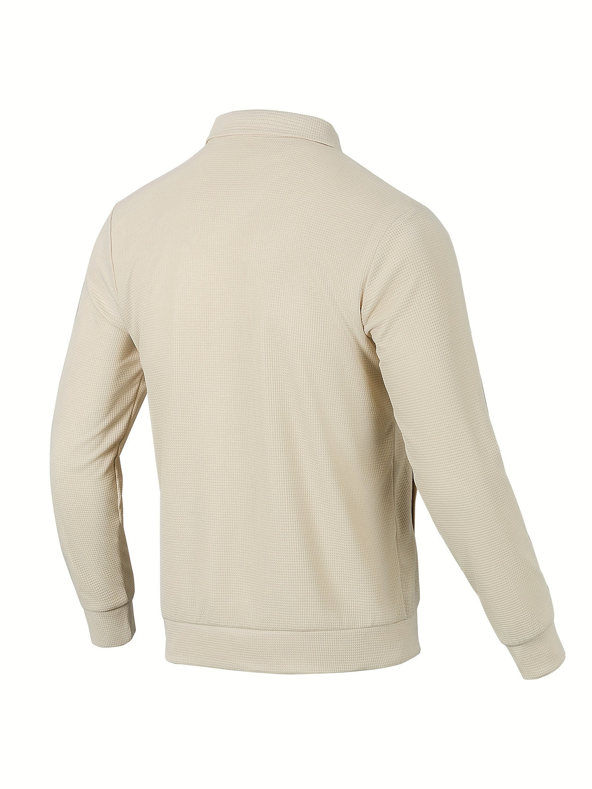 [Pearson OBM] Spring/Autumn New Men'S Solid Color Lapel Waffle Outdoor Sports Comfortable Breathable Men'S Jacket Long Sleeve Button-Up Jacket (Random Print) - Khaki