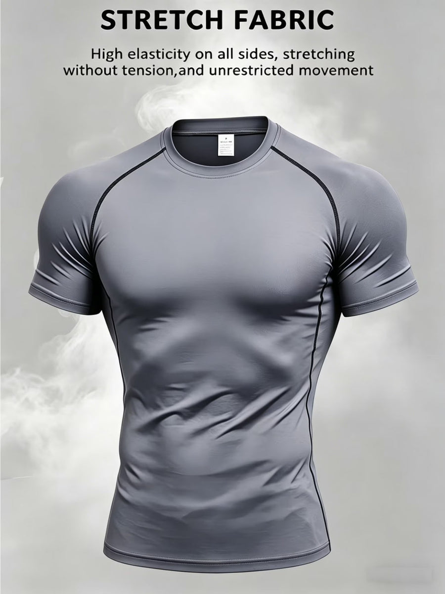 1pc Men's Classic Casual T-Shirt, Men's Crew Neck Short Sleeve Sport T-Shirt, Skin-Friendly and Breathable, Quick-Drying Fabric, Suitable for Fitness, Sports, Training, Cycling, Jogging, and Other Scenarios, Easy to Wash, Ideal for Daily Casual Wear - Grey