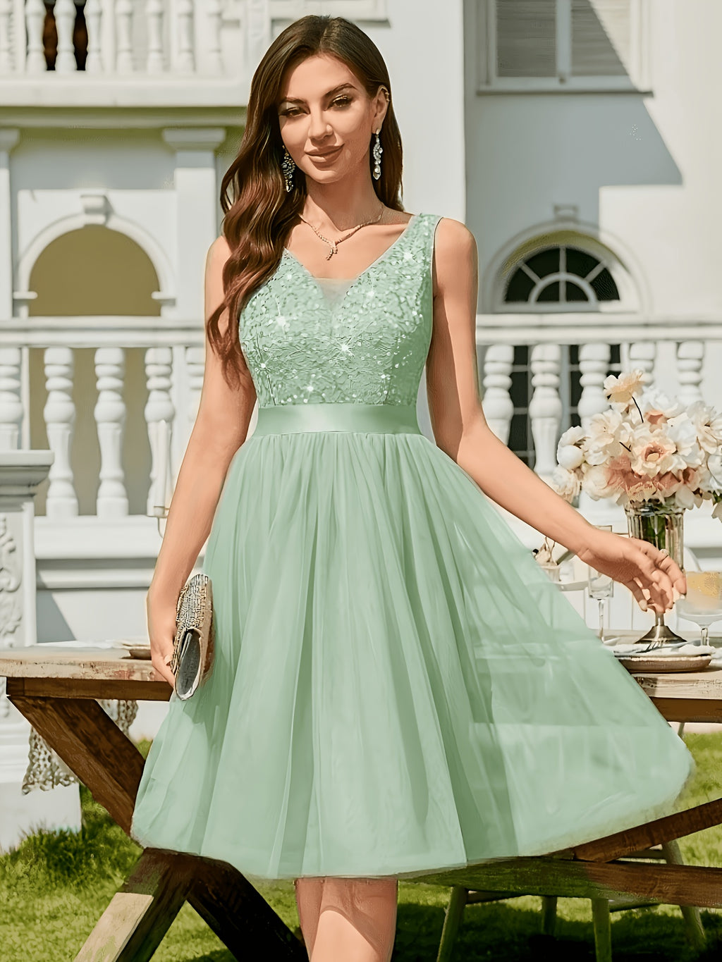 Elegant and Fashionable Dresses, Party Dresses, Hostess Performance Dresses, Bridesmaid Dresses, Prom Evening Gowns, Concert Performance Dresses, Back-to- Season Formal Wear - Light Green