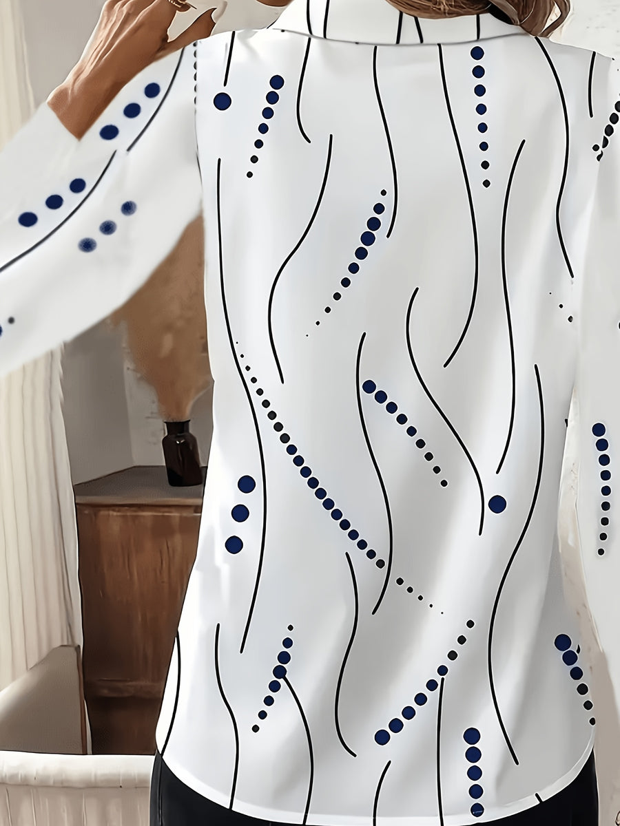 Elegant Special Edition Women'S Printed Shirt - Long Sleeve Button-Up, Classic Collar, Machine Washable, Suitable for Office, Commute, Or Formal Events, Office Attire, Refined Casual - Mixed colors