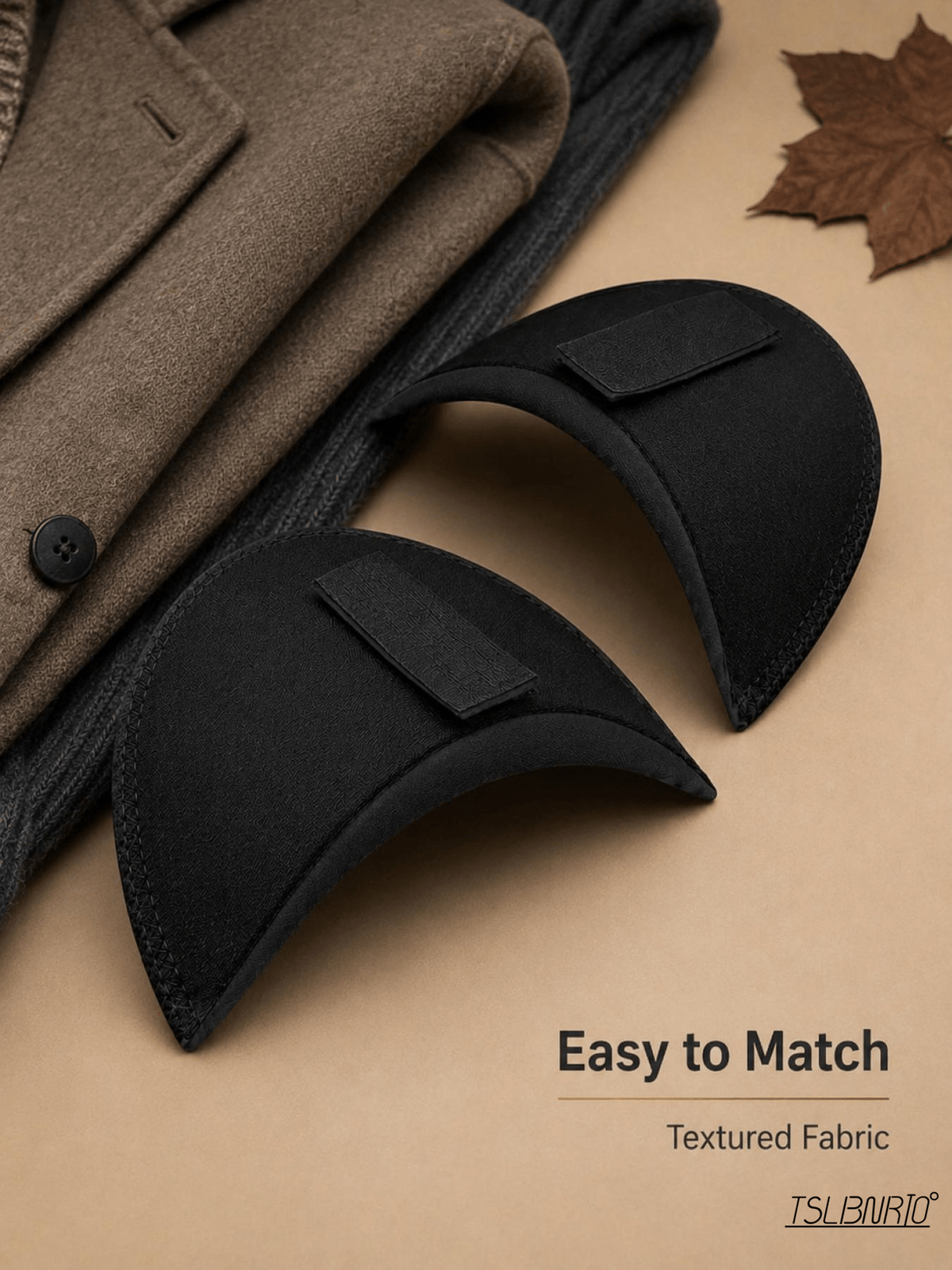 2pcs Lightweight Black Shoulder Shaping Pads, Hook-And-Loop Inserts for Tops And Coats, Builds a Fuller More Polished Shoulder Line - Black