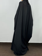 Muslim Smocking Sleeve One-Piece Prayer Robe Hooded Islamic Dubai Saudi Robes Turkish Modesty - Black