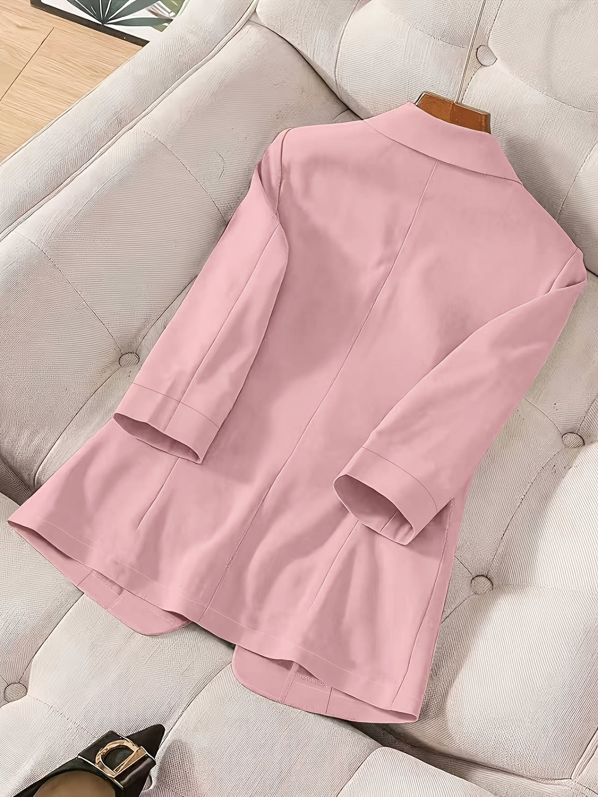 2026 New Premium Solid Color Single-Button Suit Jacket, Elegant 3/4 Sleeve, Comfortable And Breathable Casual Outerwear, Elegant Style Suitable for Daily Spring Summer Autumn, All-Match Temperament Suit - Pink Color