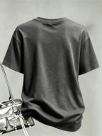 Spring And Summer Trendy Butterfly Print Women'S Casual Fashion Round Neck Short Sleeve T-Shirt, a Stylish Top for - Dark Gray