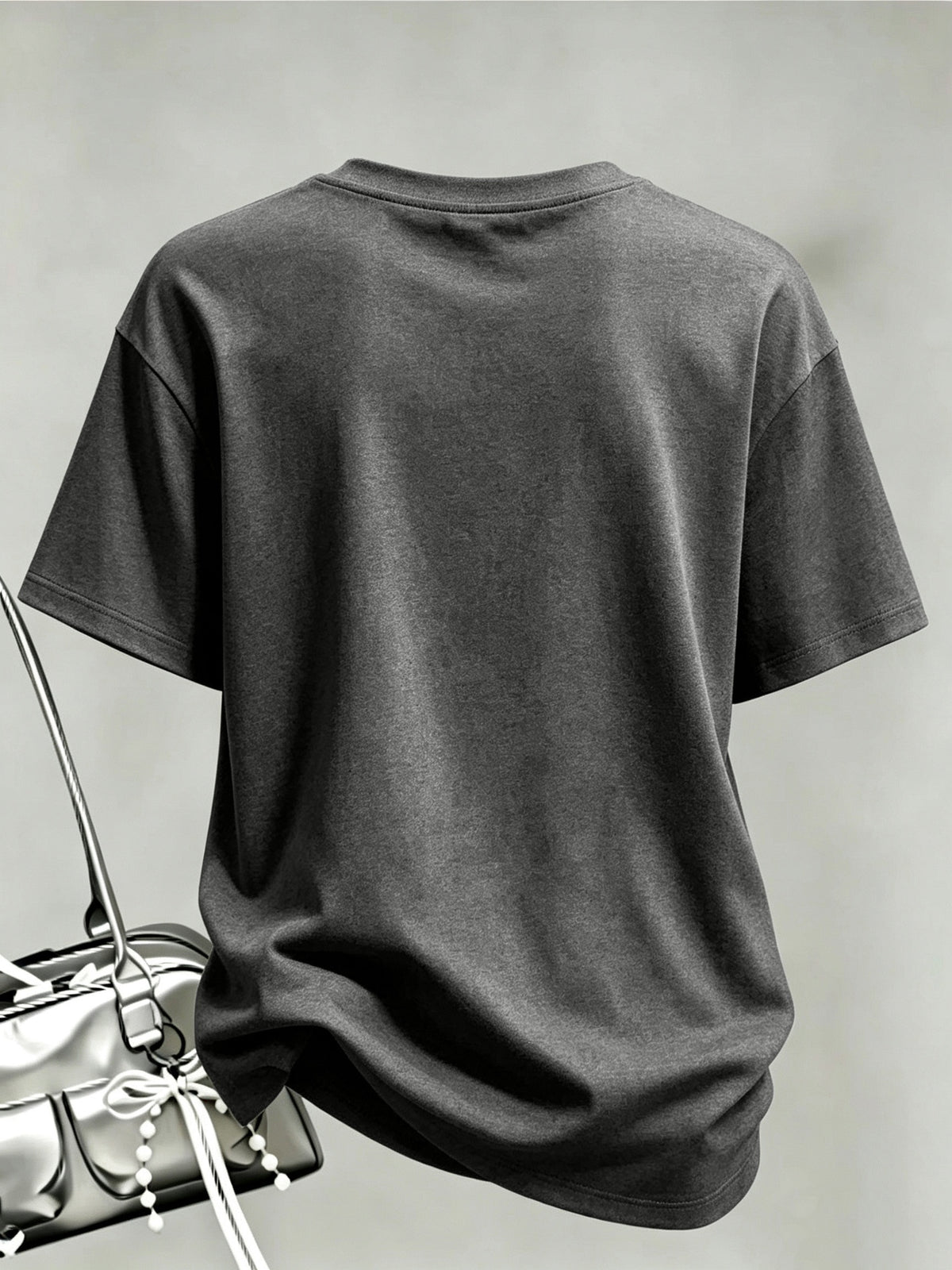 Spring And Summer Trendy Butterfly Print Women'S Casual Fashion Round Neck Short Sleeve T-Shirt, a Stylish Top for - Dark Gray