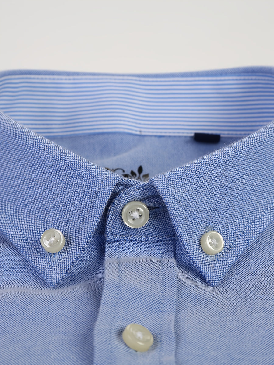 Men'S Long Sleeve 60 Oxford Dress Shirt, Casual - Light Blue