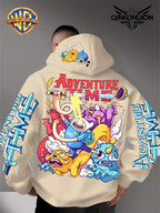 Warner Official Men'S Hoodie, Adventure Treasure Colorful Hot Blood Adventure Trend Printed Design, Machine Washable, Warm And Casual for Autumn And Winter, Daily Drawstring Hoodie, Multi-Functional Sports And Leisure Loose Version - Apricot